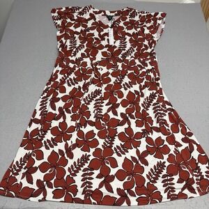 Nicole Miller New York Red Floral Linen Blend Smocked Maxi Dress 2X Tropical NWT